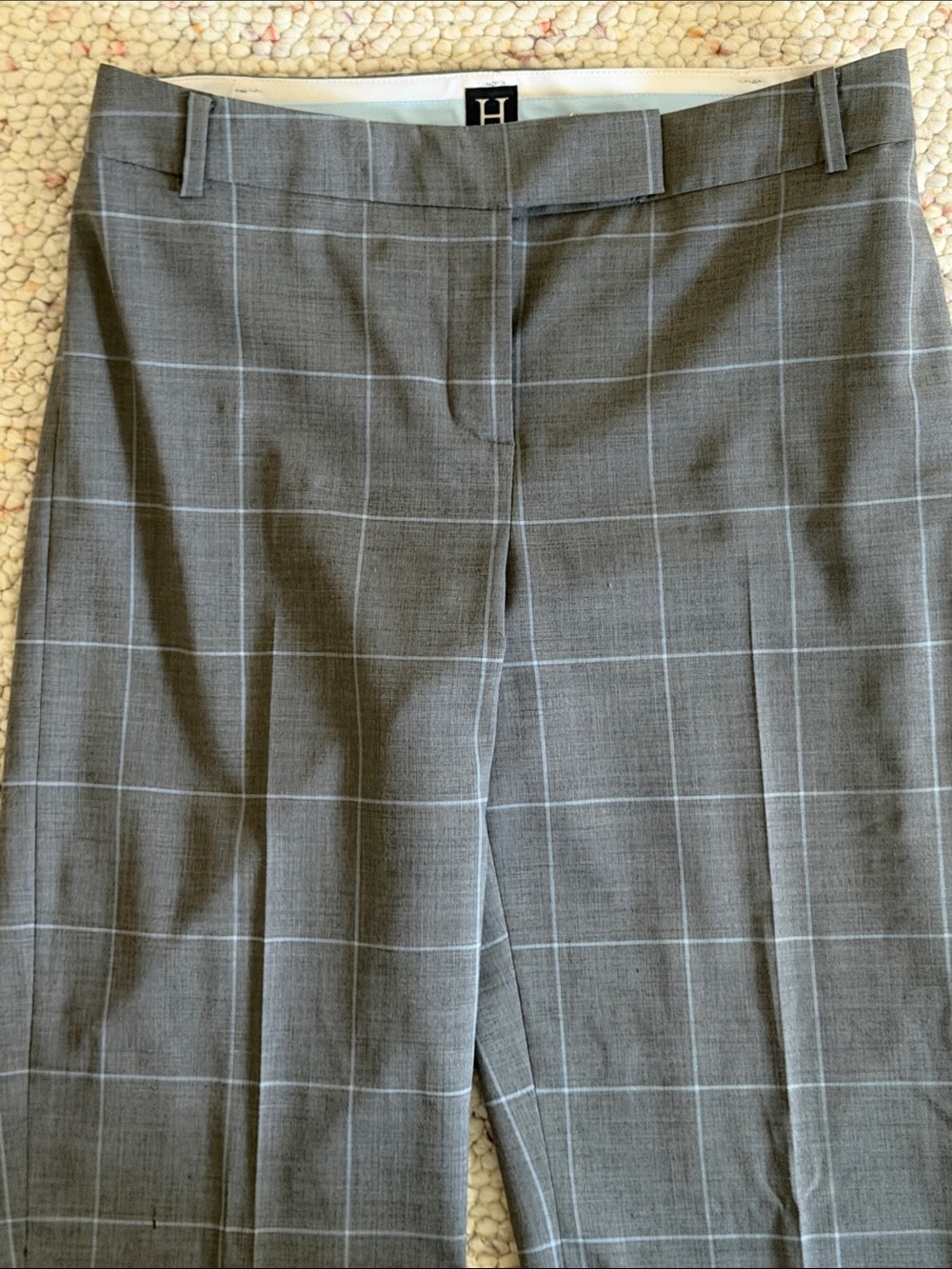 Tommy Hilfiger Gray Windowpane Dress Trousers very light weight wool